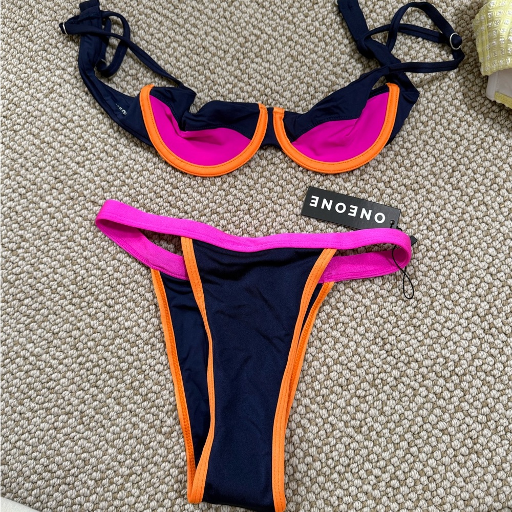 ONEONE Women's Pink and Orange Bikini Set